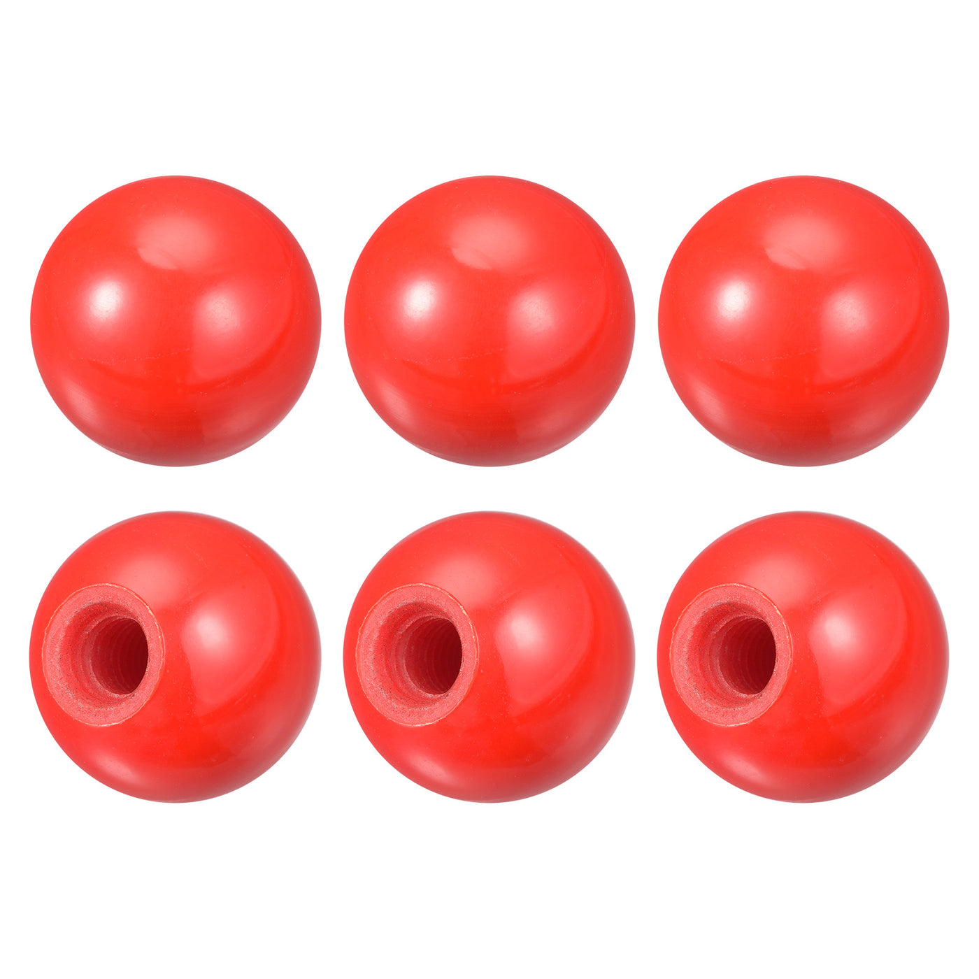 uxcell Uxcell 6Pcs Threaded Ball Knob, 0.98'' Dia M6 Female Thread Thermoset Ball Handles, Red