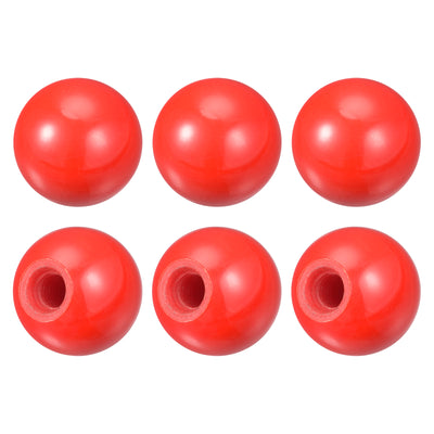 Harfington Uxcell 6Pcs Threaded Ball Knob, 0.98'' Dia M6 Female Thread Thermoset Ball Handles, Red