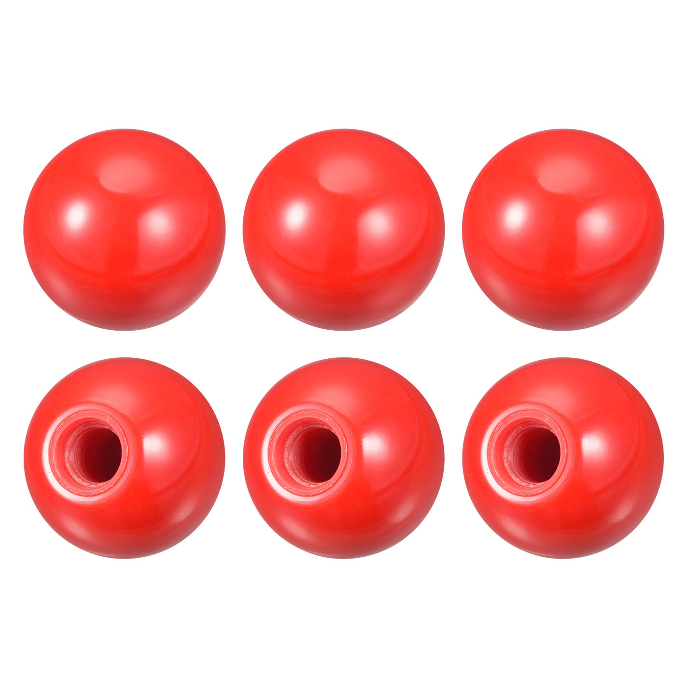 uxcell Uxcell 6Pcs Threaded Ball Knob, 0.98'' Dia M6 Female Thread Thermoset Ball Handles, Red