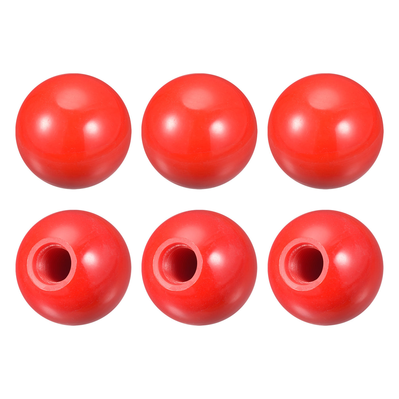 uxcell Uxcell 6Pcs Threaded Ball Knob, 0.98'' Dia M6 Female Thread Thermoset Ball Handles, Red