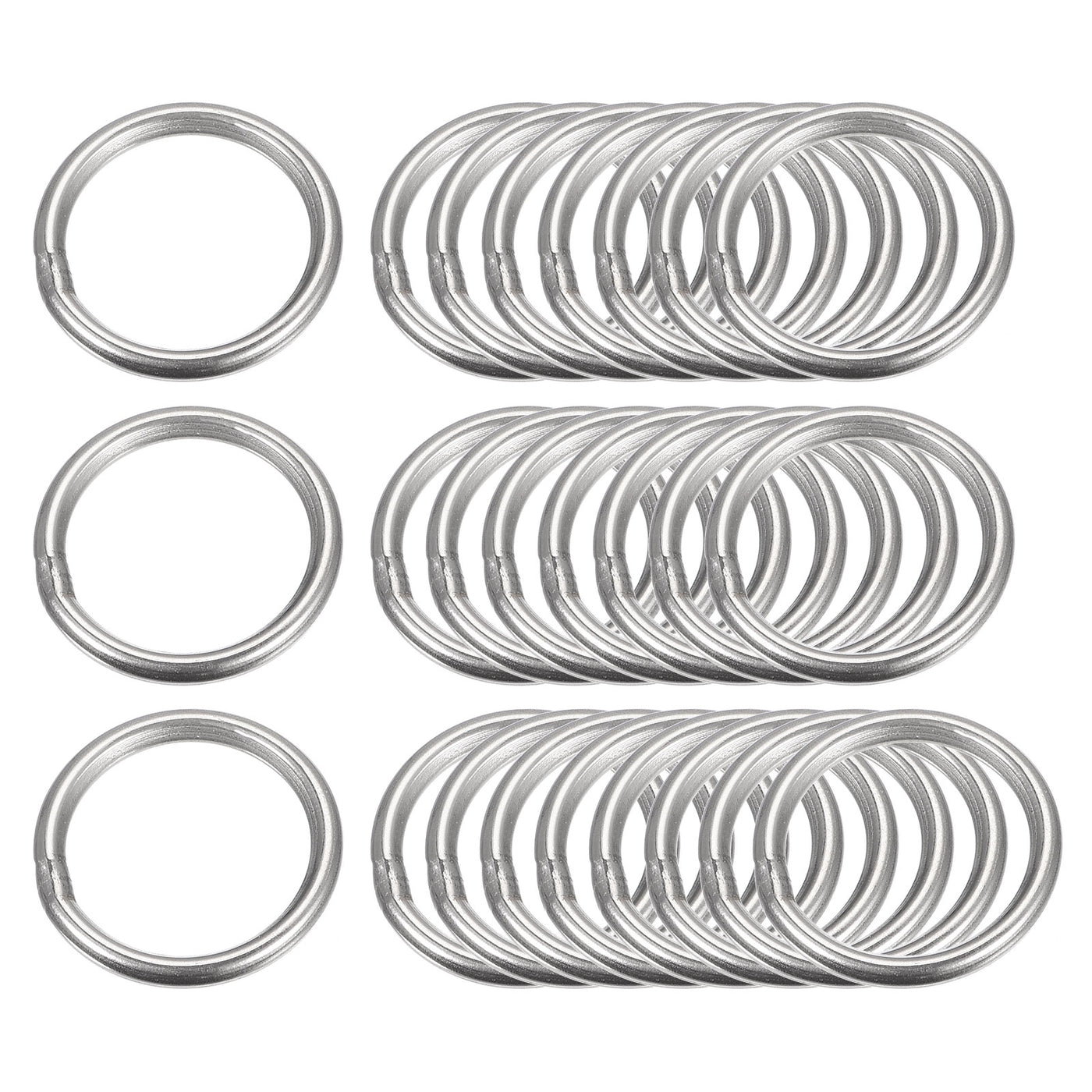 uxcell Uxcell 304 Stainless Steel O Rings, Multi-Purpose Metal Welded O-rings Round Rings