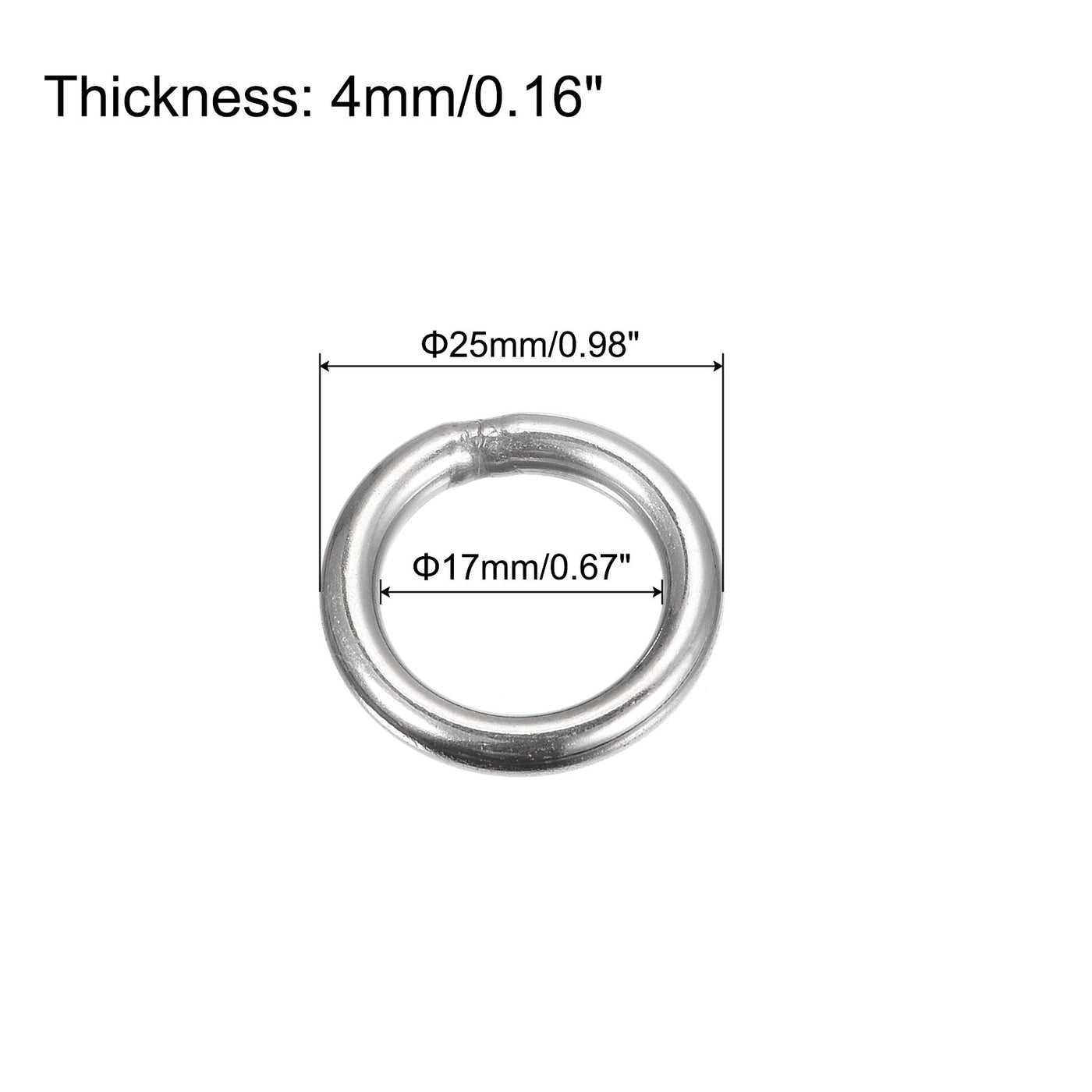 uxcell Uxcell 304 Stainless Steel O Rings, Multi-Purpose Metal Welded O-rings Round Rings