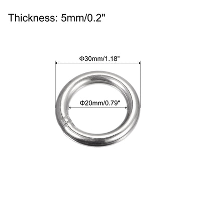 Harfington Uxcell 304 Stainless Steel O Rings, Multi-Purpose Metal Welded O-rings Round Rings