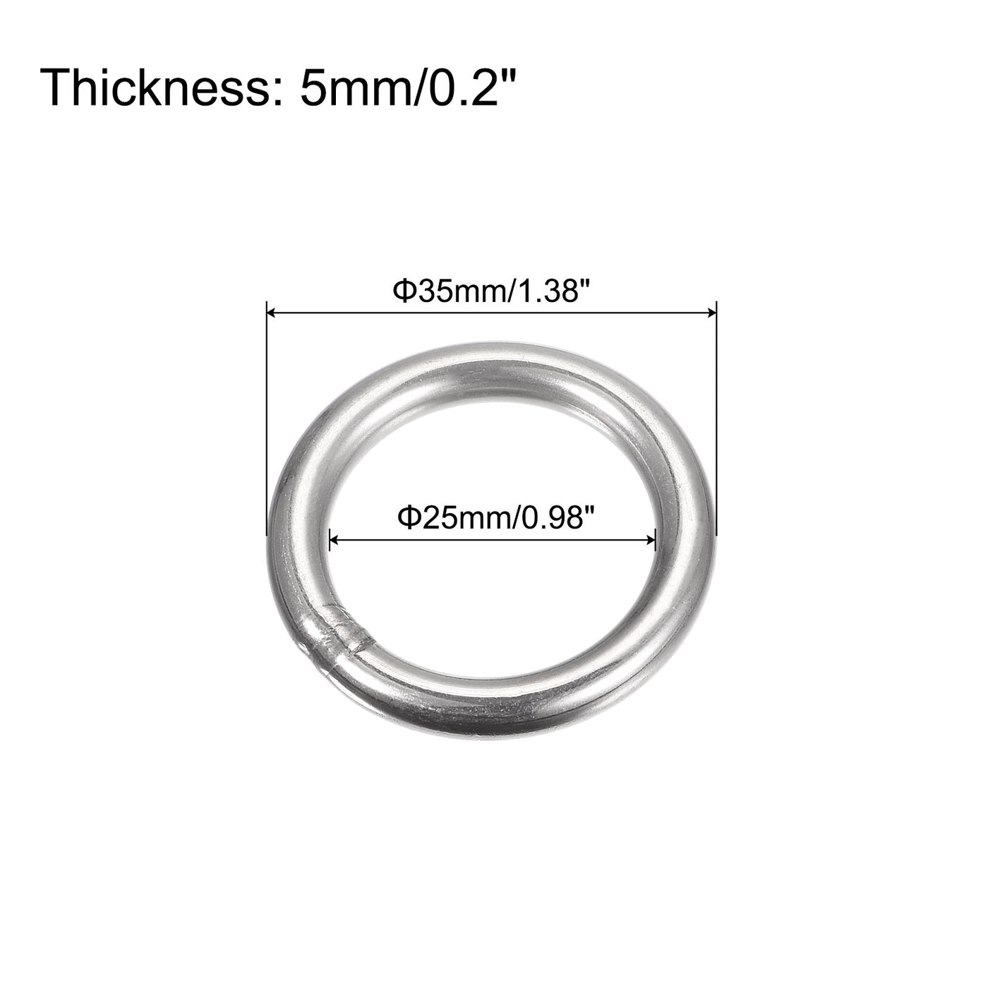 uxcell Uxcell 304 Stainless Steel O Rings, Multi-Purpose Metal Welded O-rings Round Rings