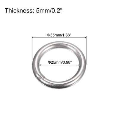 Harfington Uxcell 304 Stainless Steel O Rings, Multi-Purpose Metal Welded O-rings Round Rings