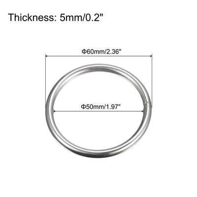 Harfington Uxcell 304 Stainless Steel O Rings, Multi-Purpose Metal Welded O-rings Round Rings