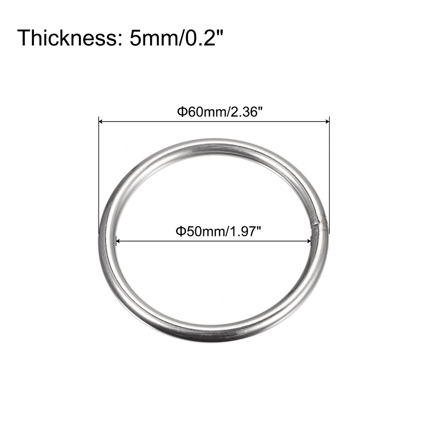 uxcell Uxcell 304 Stainless Steel O Rings, Multi-Purpose Metal Welded O-rings Round Rings