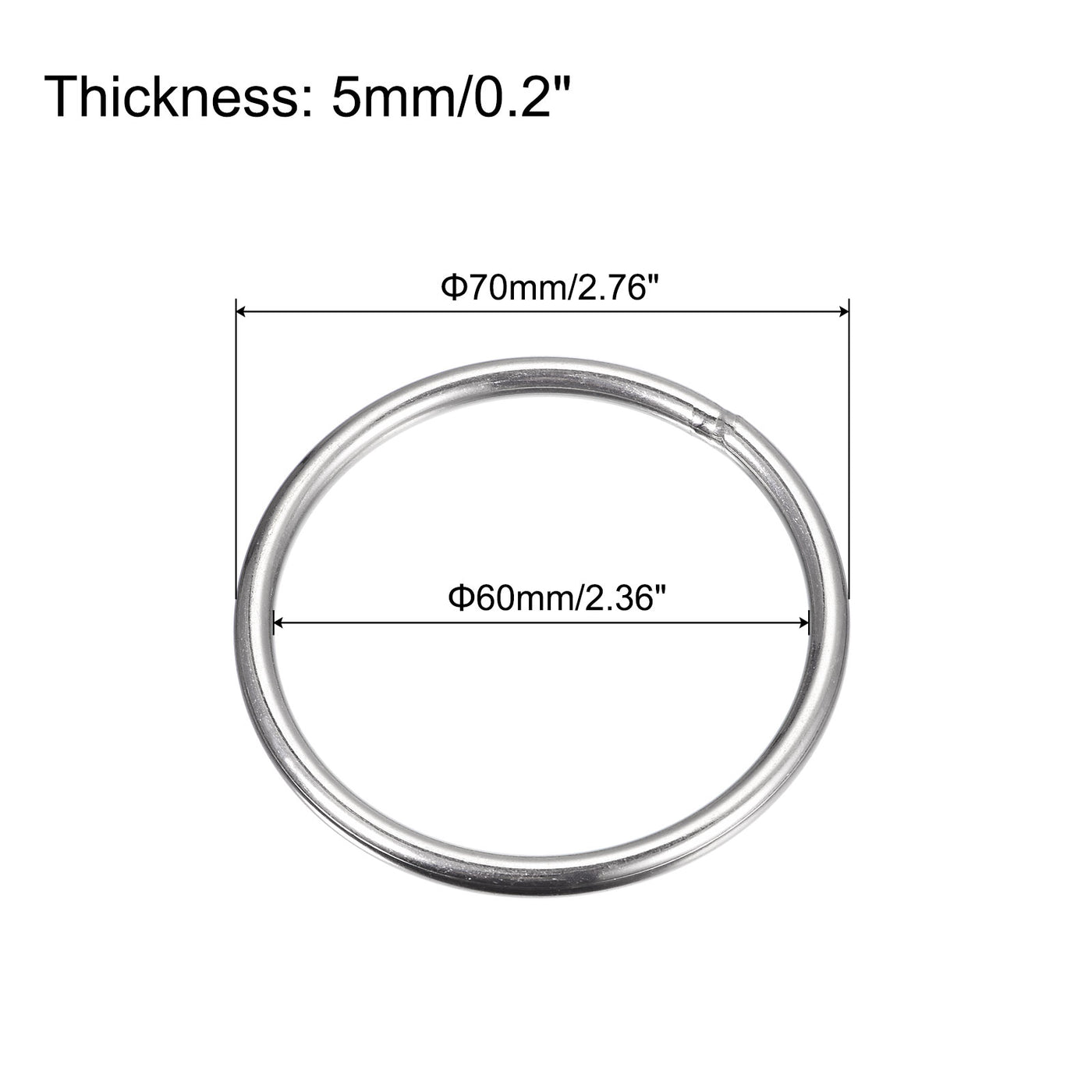 uxcell Uxcell 304 Stainless Steel O Rings, Multi-Purpose Metal Welded O-rings Round Rings