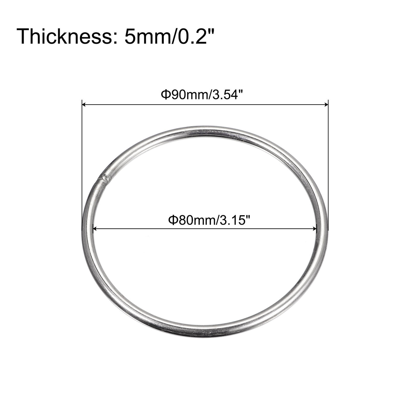 uxcell Uxcell 304 Stainless Steel O Rings, Multi-Purpose Metal Welded O-rings Round Rings