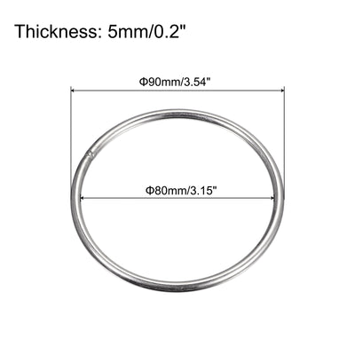 Harfington Uxcell 304 Stainless Steel O Rings, Multi-Purpose Metal Welded O-rings Round Rings