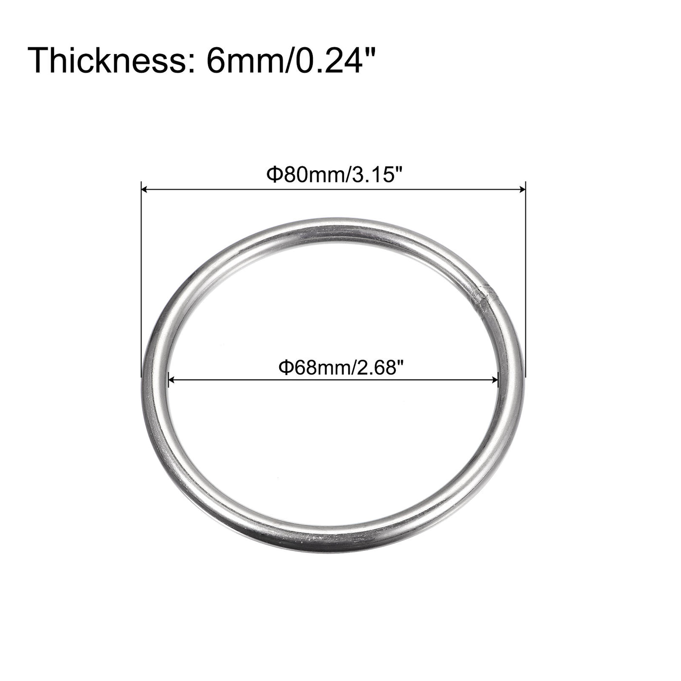 uxcell Uxcell 304 Stainless Steel O Rings, Multi-Purpose Metal Welded O-rings Round Rings