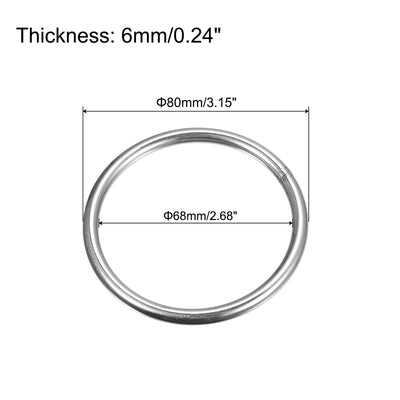 Harfington Uxcell 304 Stainless Steel O Rings, Multi-Purpose Metal Welded O-rings Round Rings