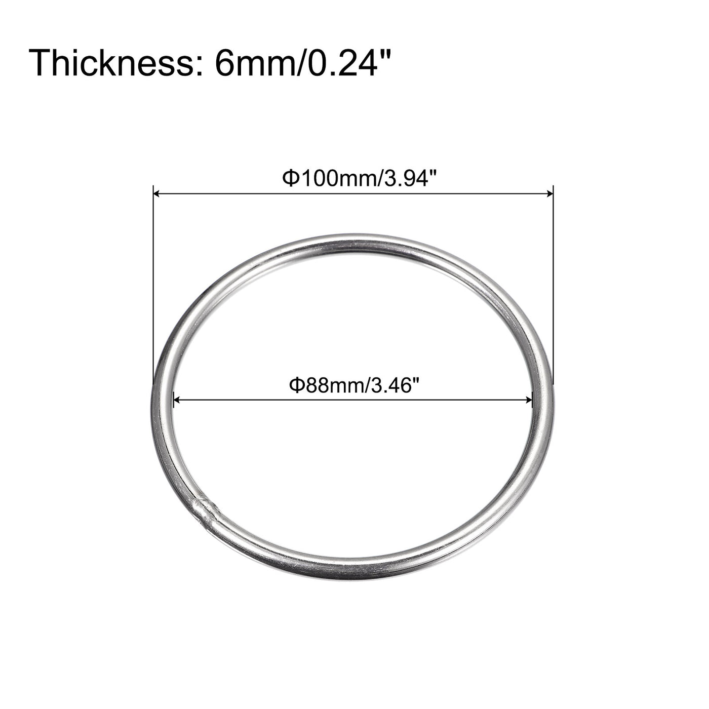 uxcell Uxcell 304 Stainless Steel O Rings, Multi-Purpose Metal Welded O-rings Round Rings