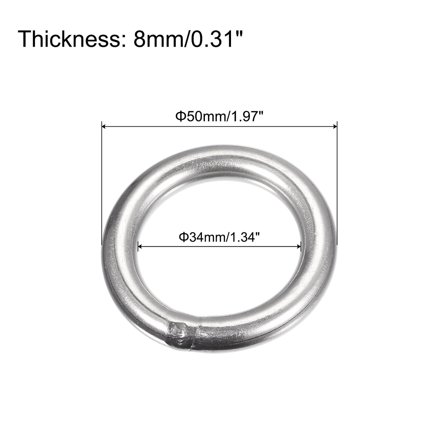 uxcell Uxcell 304 Stainless Steel O Rings, Multi-Purpose Metal Welded O-rings Round Rings