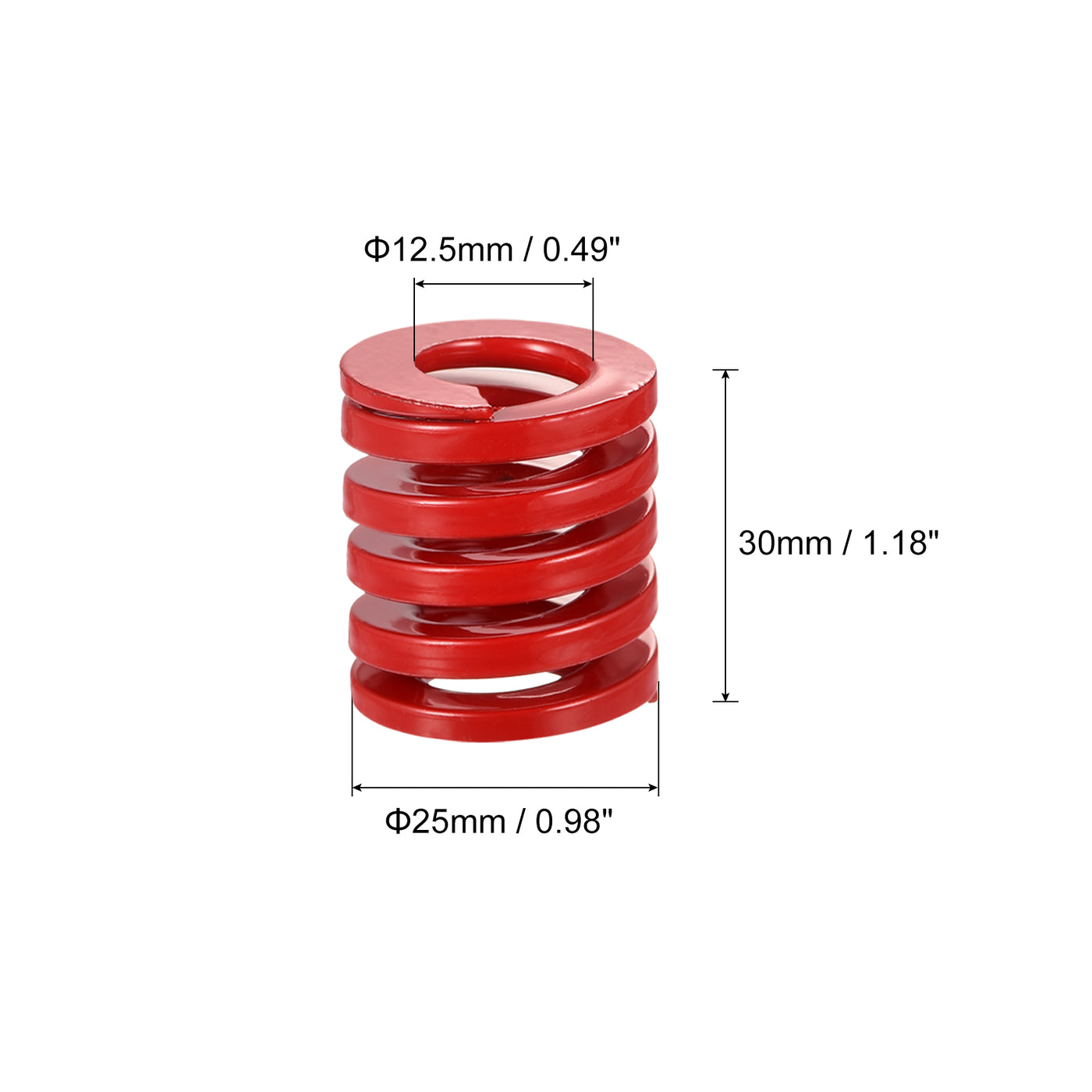 uxcell Uxcell Die Spring, 2pcs 25mm OD 30mm Long Spiral Stamping Medium Load Compression, Red