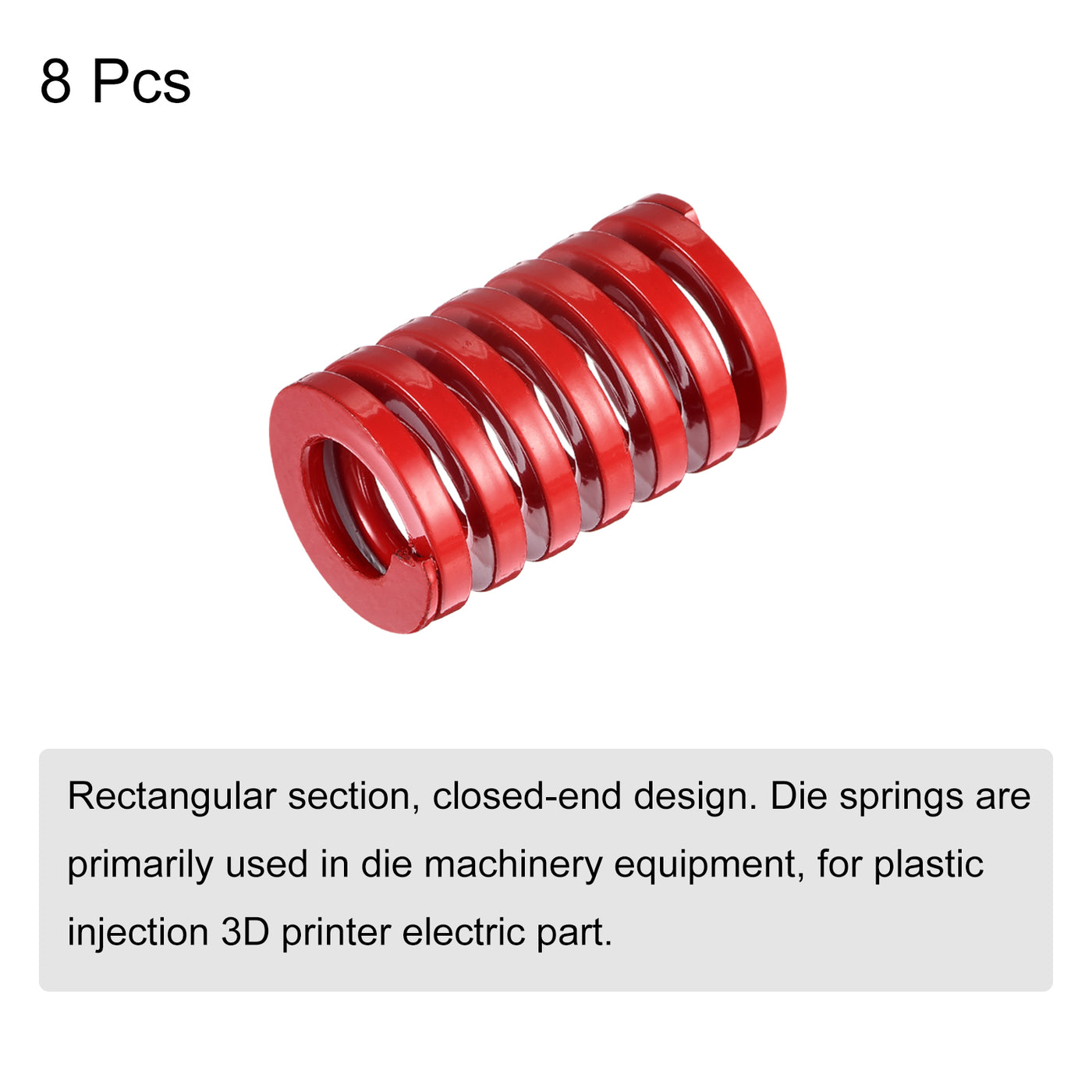 uxcell Uxcell Die Spring, 8pcs 25mm OD 40mm Long Spiral Stamping Medium Load Compression, Red