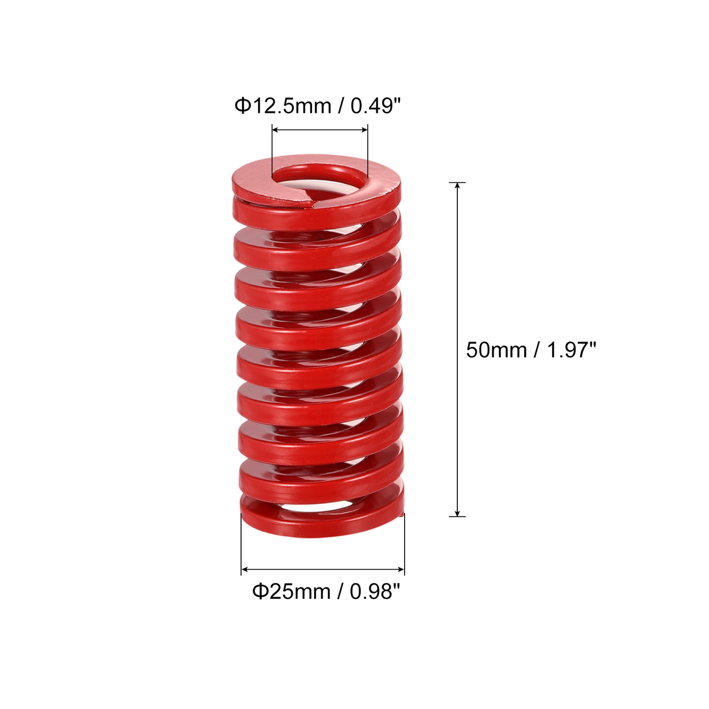 uxcell Uxcell Die Spring, 8pcs 25mm OD 50mm Long Spiral Stamping Medium Load Compression, Red