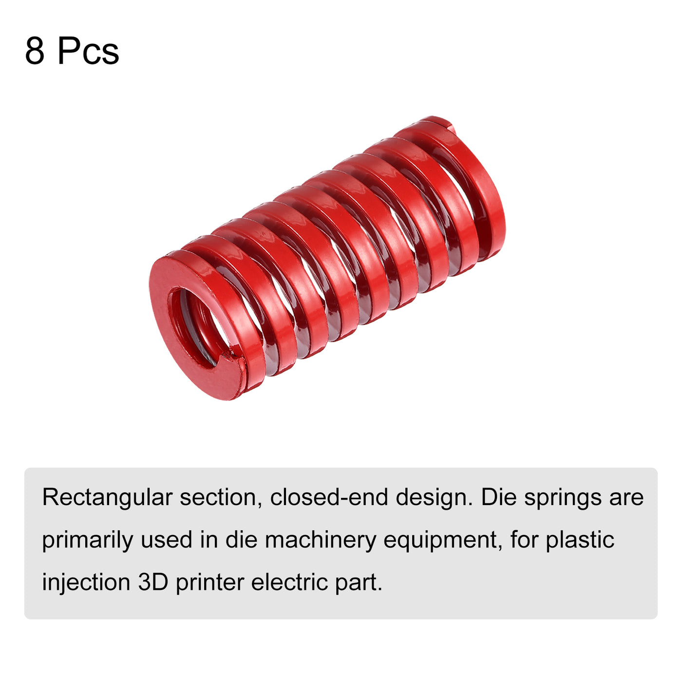 uxcell Uxcell Die Spring, 8pcs 25mm OD 50mm Long Spiral Stamping Medium Load Compression, Red