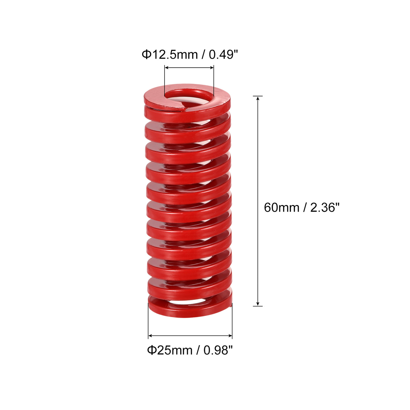 uxcell Uxcell Die Spring, 2pcs 25mm OD 60mm Long Spiral Stamping Medium Load Compression, Red