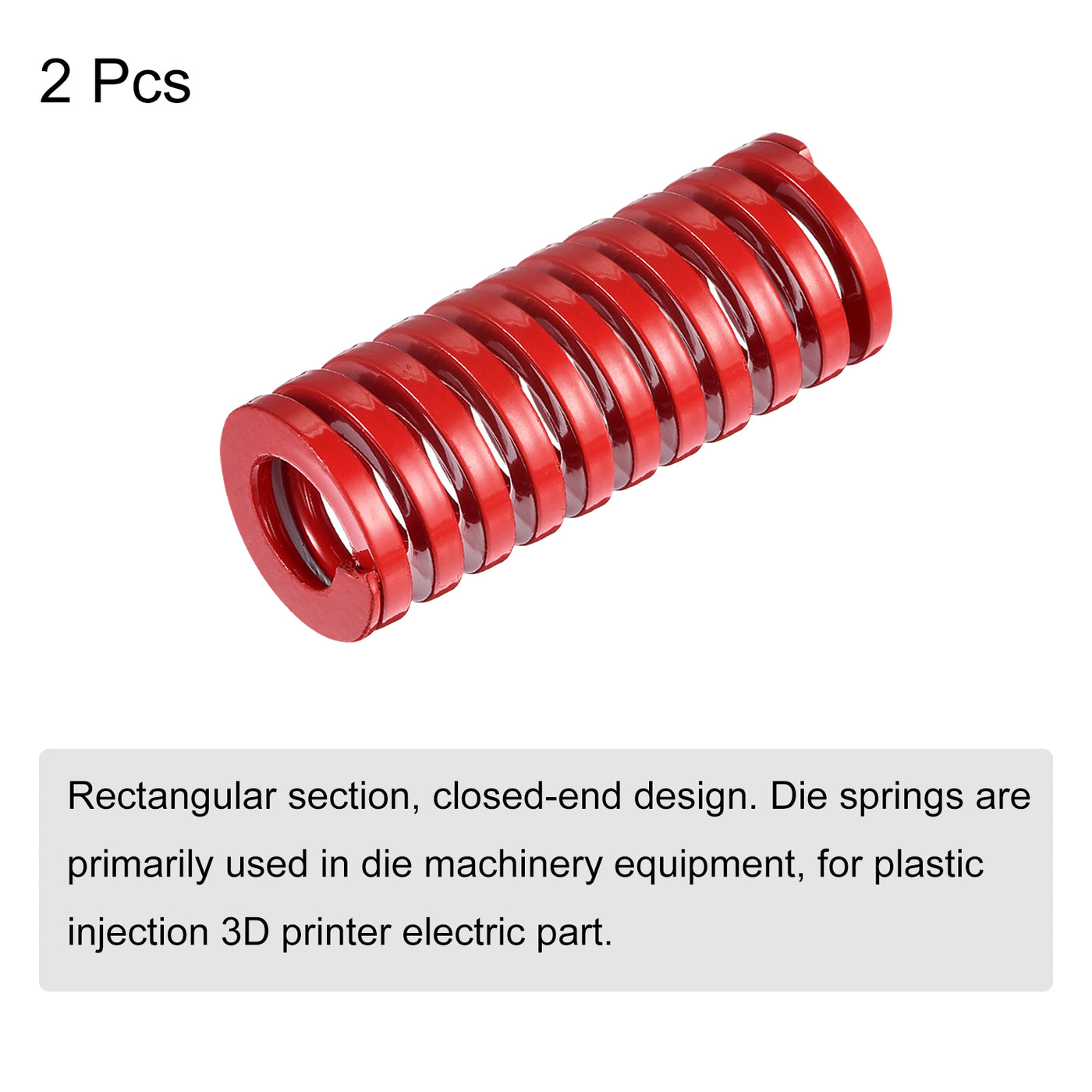 uxcell Uxcell Die Spring, 2pcs 25mm OD 60mm Long Spiral Stamping Medium Load Compression, Red