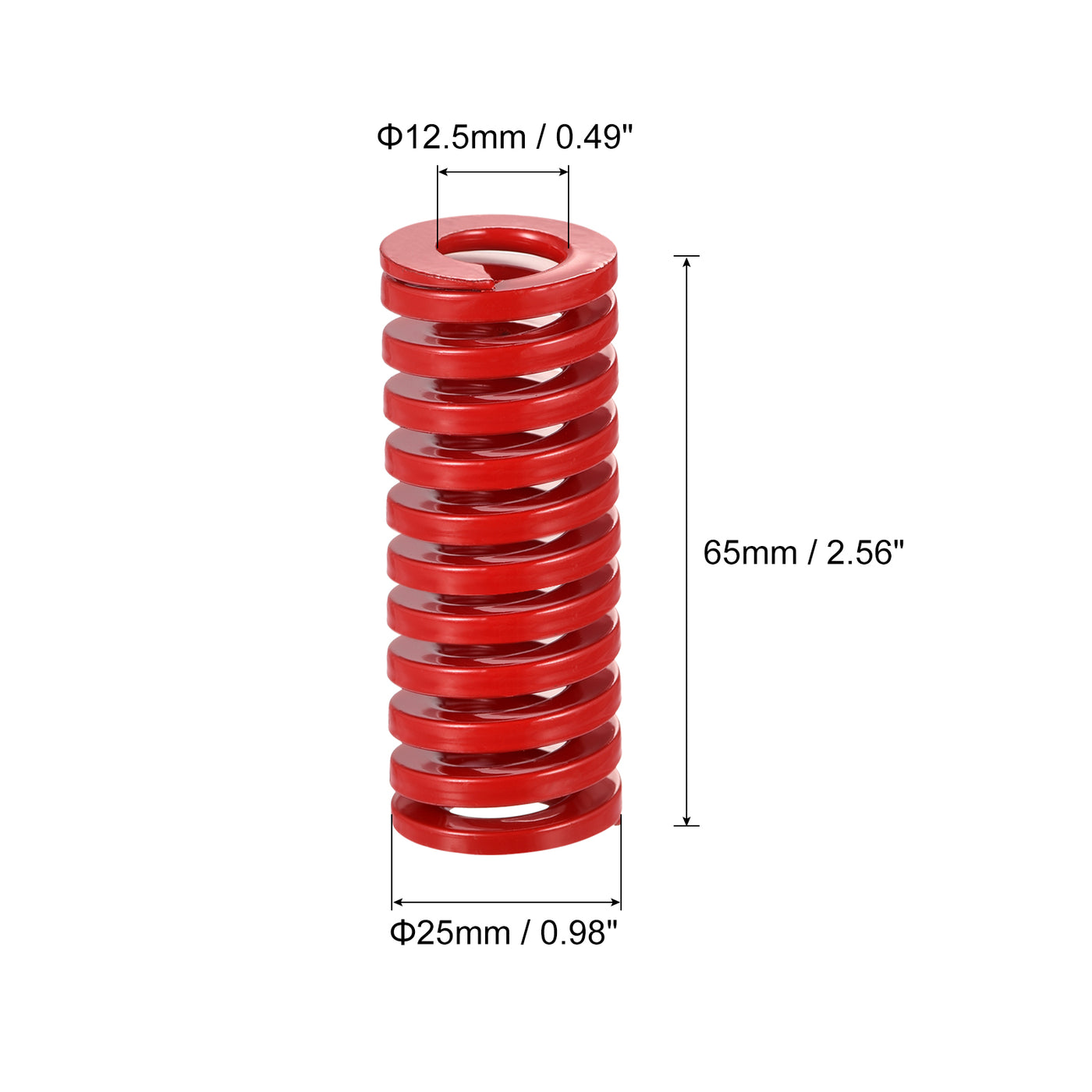 uxcell Uxcell Die Spring, 2pcs 25mm OD 65mm Long Spiral Stamping Medium Load Compression, Red