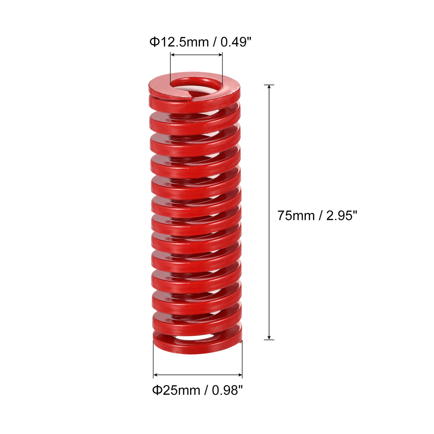 uxcell Uxcell Die Spring, 25mm OD 75mm Long Spiral Stamping Medium Load Compression, Red