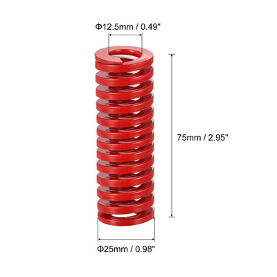 Harfington Uxcell Die Spring, 25mm OD 75mm Long Spiral Stamping Medium Load Compression, Red