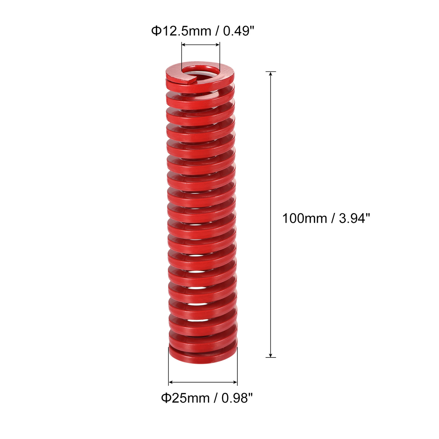 uxcell Uxcell Die Spring, 25mm OD 100mm Long Spiral Stamping Medium Load Compression, Red