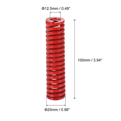 Harfington Uxcell Die Spring, 25mm OD 100mm Long Spiral Stamping Medium Load Compression, Red