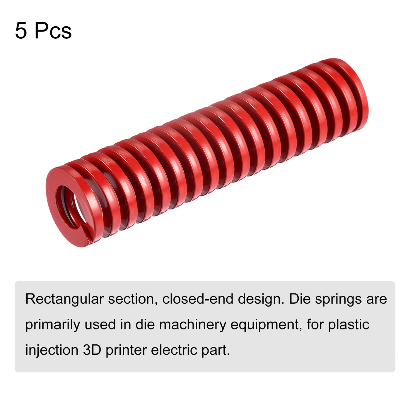 uxcell Uxcell Die Spring, 5pcs 25mm OD 100mm Long Spiral Stamping Medium Load Compression, Red