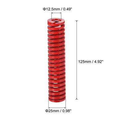 Harfington Uxcell Die Spring, 5pcs 25mm OD 125mm Long Spiral Stamping Medium Load Compression, Red