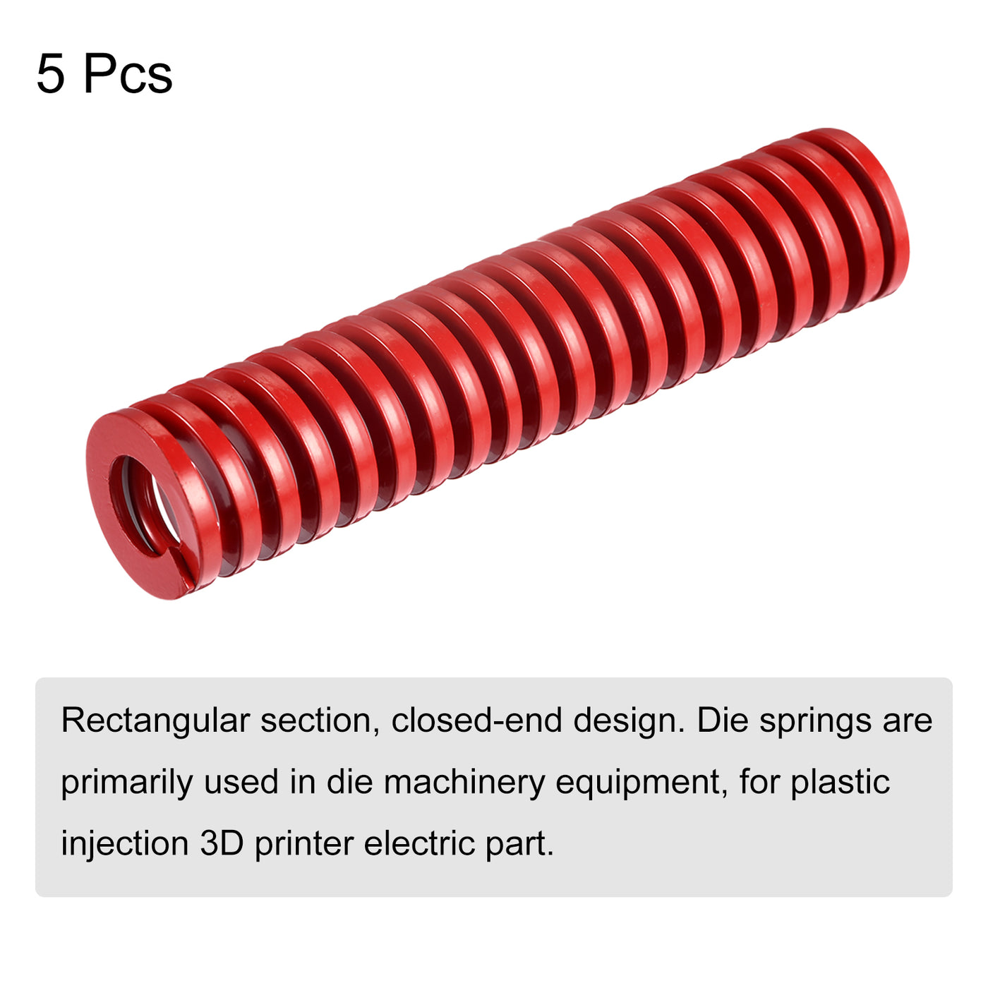 uxcell Uxcell Die Spring, 5pcs 25mm OD 125mm Long Spiral Stamping Medium Load Compression, Red