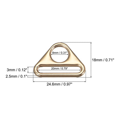 Harfington Uxcell 0.79" Adjuster Triangle with Bar Swivel Clip D Dee Ring Buckle, 10Pcs Gold