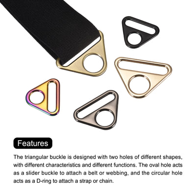 Harfington Uxcell 0.79" Adjuster Triangle with Bar Swivel Clip D Dee Ring Buckle, 10Pcs Gold