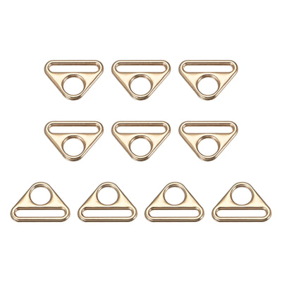 Harfington Uxcell 0.79" Adjuster Triangle with Bar Swivel Clip D Dee Ring Buckle, 10Pcs Gold