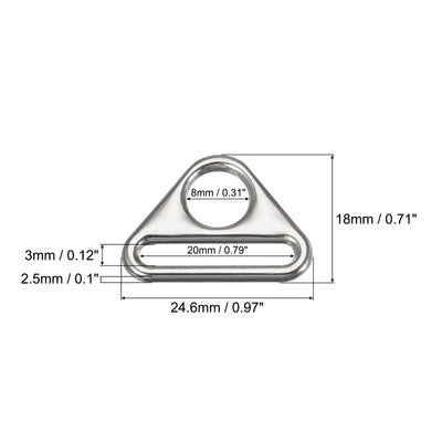 Harfington Uxcell 0.79" Adjuster Triangle with Bar Swivel Clip D Dee Ring Buckle, 10Pcs Silver