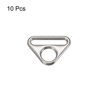 Harfington Uxcell 0.79" Adjuster Triangle with Bar Swivel Clip D Dee Ring Buckle, 10Pcs Silver