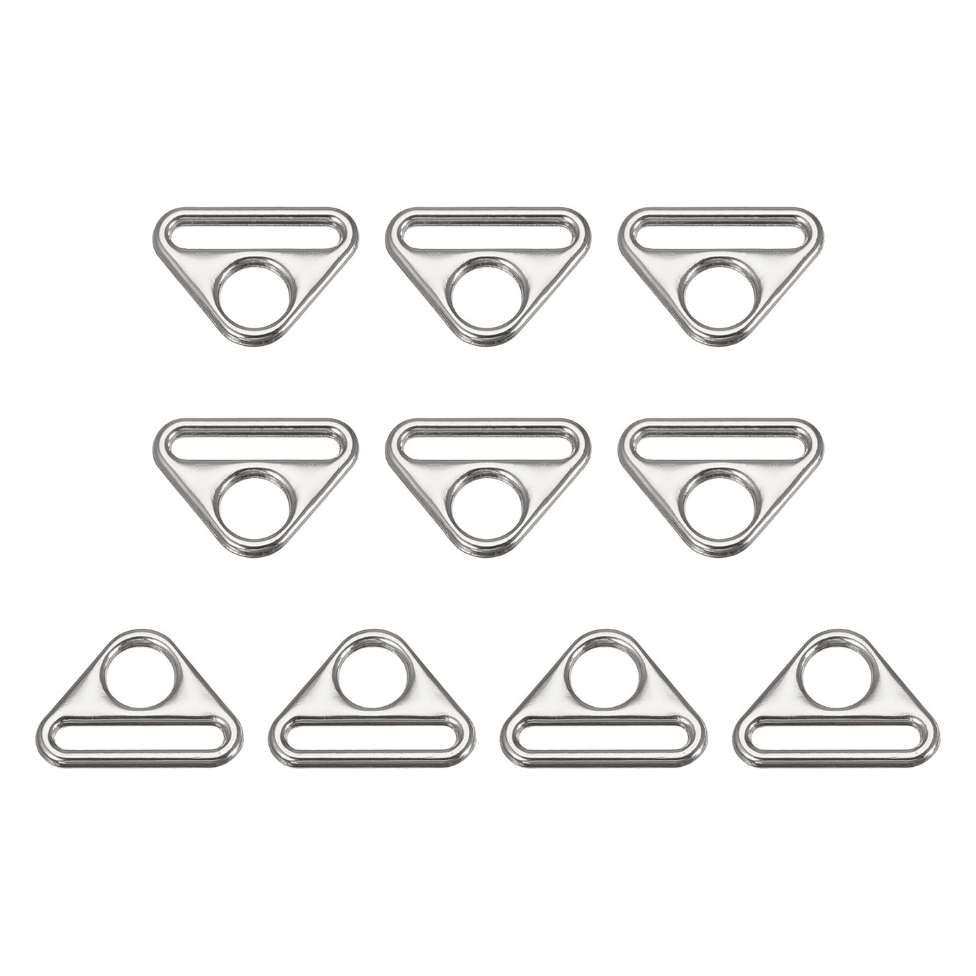 uxcell Uxcell 0.79" Adjuster Triangle with Bar Swivel Clip D Dee Ring Buckle, 10Pcs Silver