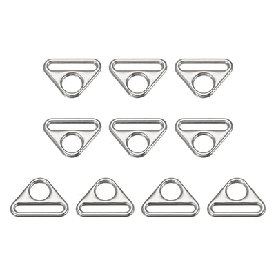 Harfington Uxcell 0.79" Adjuster Triangle with Bar Swivel Clip D Dee Ring Buckle, 10Pcs Silver