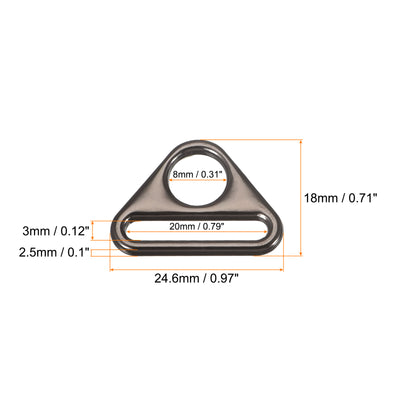 Harfington Uxcell 0.79" Adjuster Triangle with Bar Swivel Clip D Dee Ring Buckle, 10Pcs Dark Grey