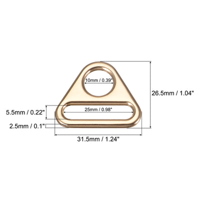 Harfington Uxcell 0.98" Adjuster Triangle with Bar Swivel Clip D Dee Ring Buckle, 10Pcs Gold