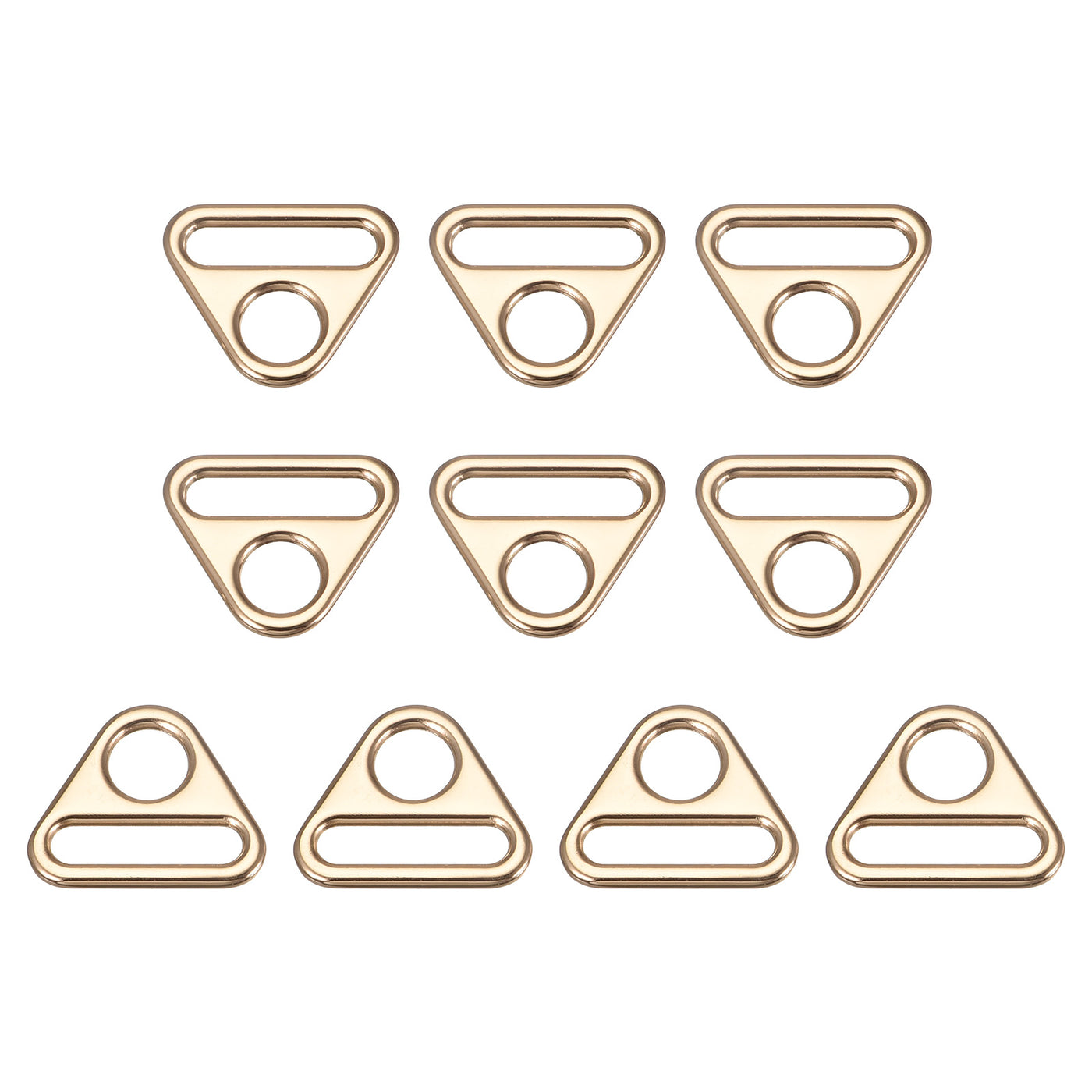 uxcell Uxcell 0.98" Adjuster Triangle with Bar Swivel Clip D Dee Ring Buckle, 10Pcs Gold