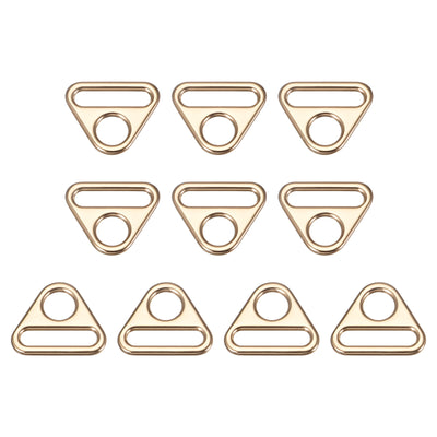 Harfington Uxcell 0.98" Adjuster Triangle with Bar Swivel Clip D Dee Ring Buckle, 10Pcs Gold