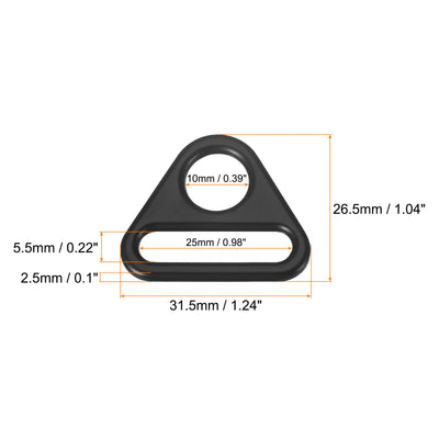 Harfington Uxcell 0.98" Adjuster Triangle with Bar Swivel Clip D Dee Ring Buckle, 10Pcs Black