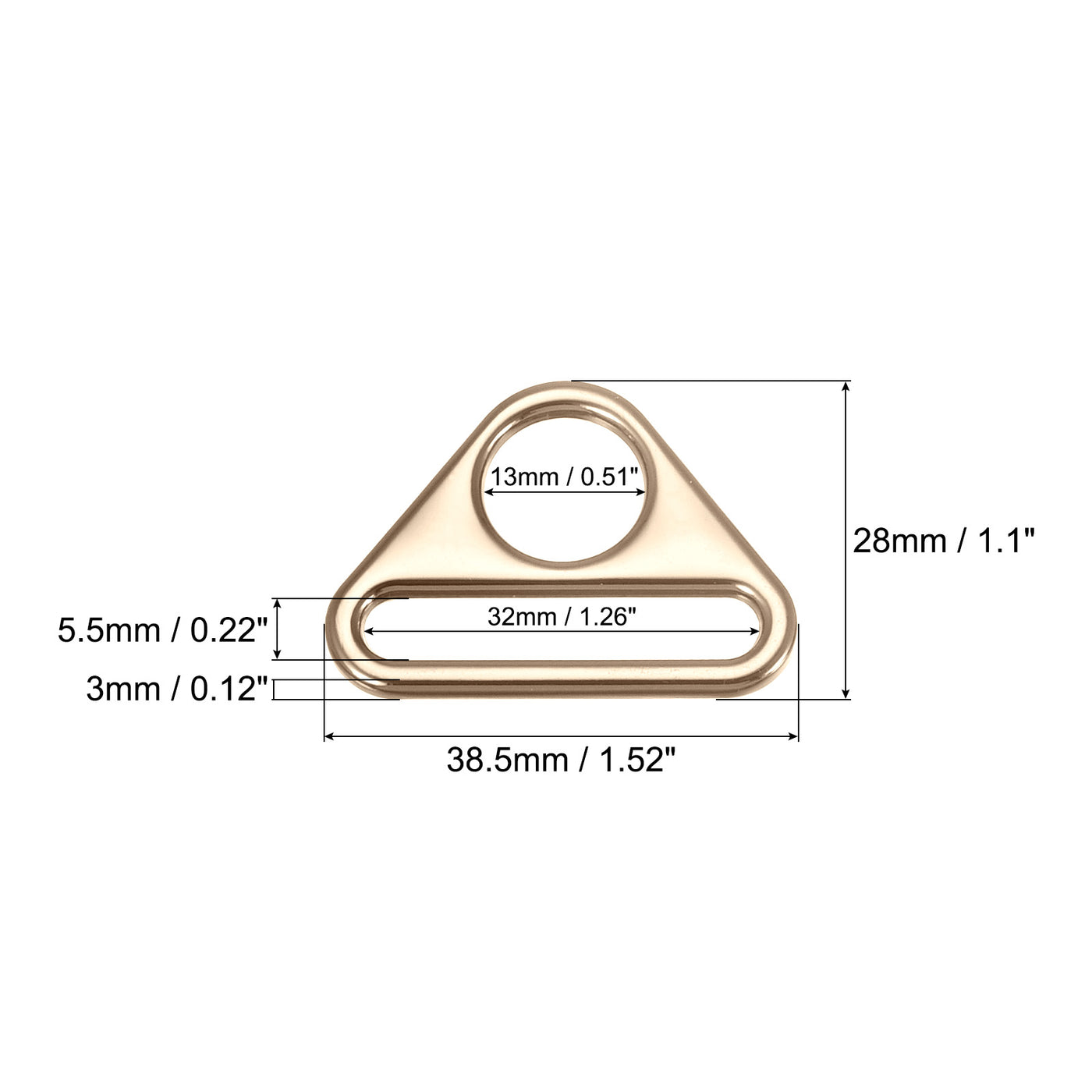 uxcell Uxcell 1.26" Adjuster Triangle with Bar Swivel Clip D Dee Ring Buckle, 10Pcs Gold