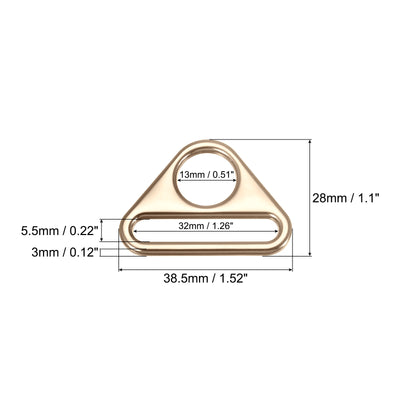 Harfington Uxcell 1.26" Adjuster Triangle with Bar Swivel Clip D Dee Ring Buckle, 10Pcs Gold