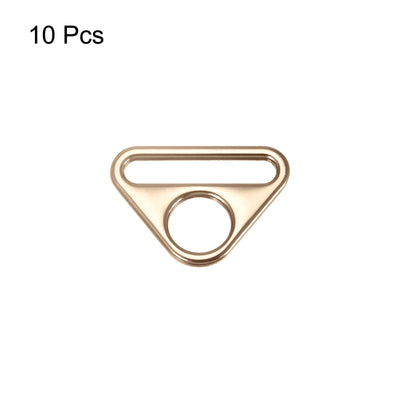 Harfington Uxcell 1.26" Adjuster Triangle with Bar Swivel Clip D Dee Ring Buckle, 10Pcs Gold