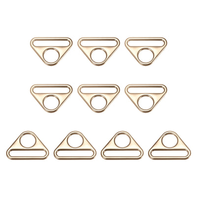 Harfington Uxcell 1.26" Adjuster Triangle with Bar Swivel Clip D Dee Ring Buckle, 10Pcs Gold