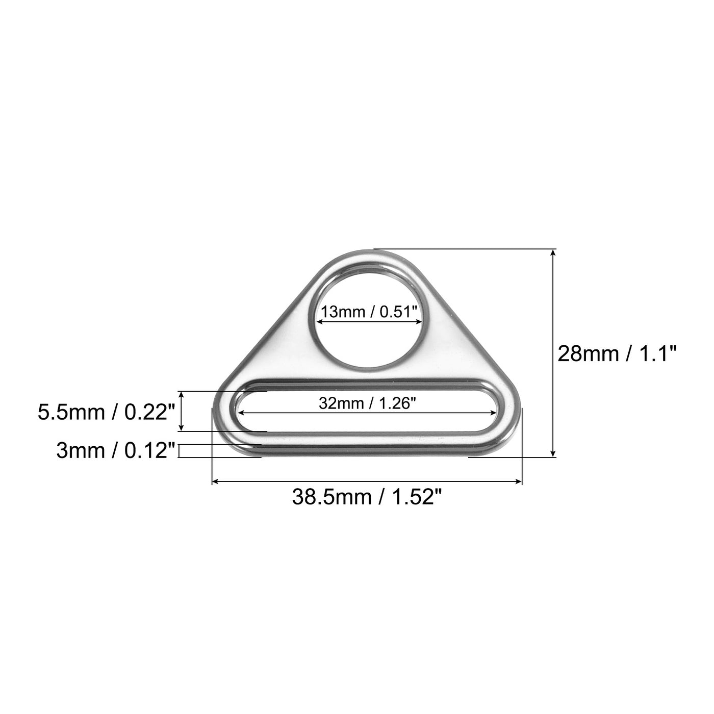 uxcell Uxcell 1.26" Adjuster Triangle with Bar Swivel Clip D Dee Ring Buckle, 10Pcs Silver