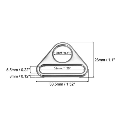 Harfington Uxcell 1.26" Adjuster Triangle with Bar Swivel Clip D Dee Ring Buckle, 10Pcs Silver